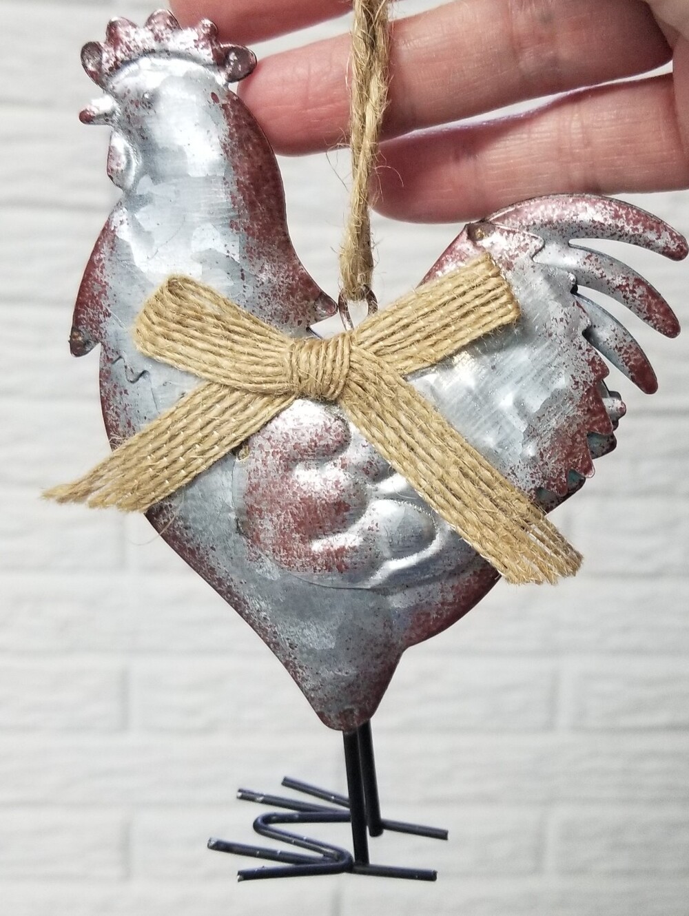 Rustic Metal Rooster Ornament - Picture 6 of 7